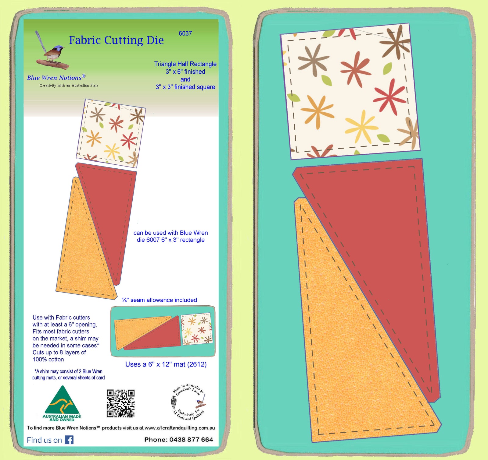 Triangle Half  Rectangle 3"x 6" finished & Square 3" x 3" finished - 6037