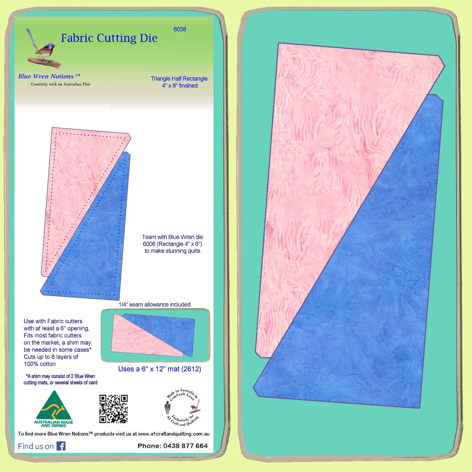 Triangle Half Rectangle, 4" x 8" finished (6038), -mat included