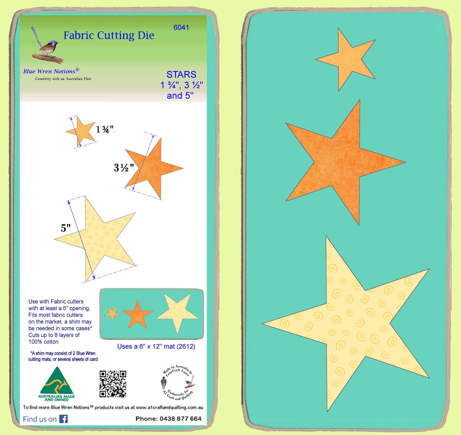 Stars, 1.75", 3.5" and 5"   - 6041 - Mat included