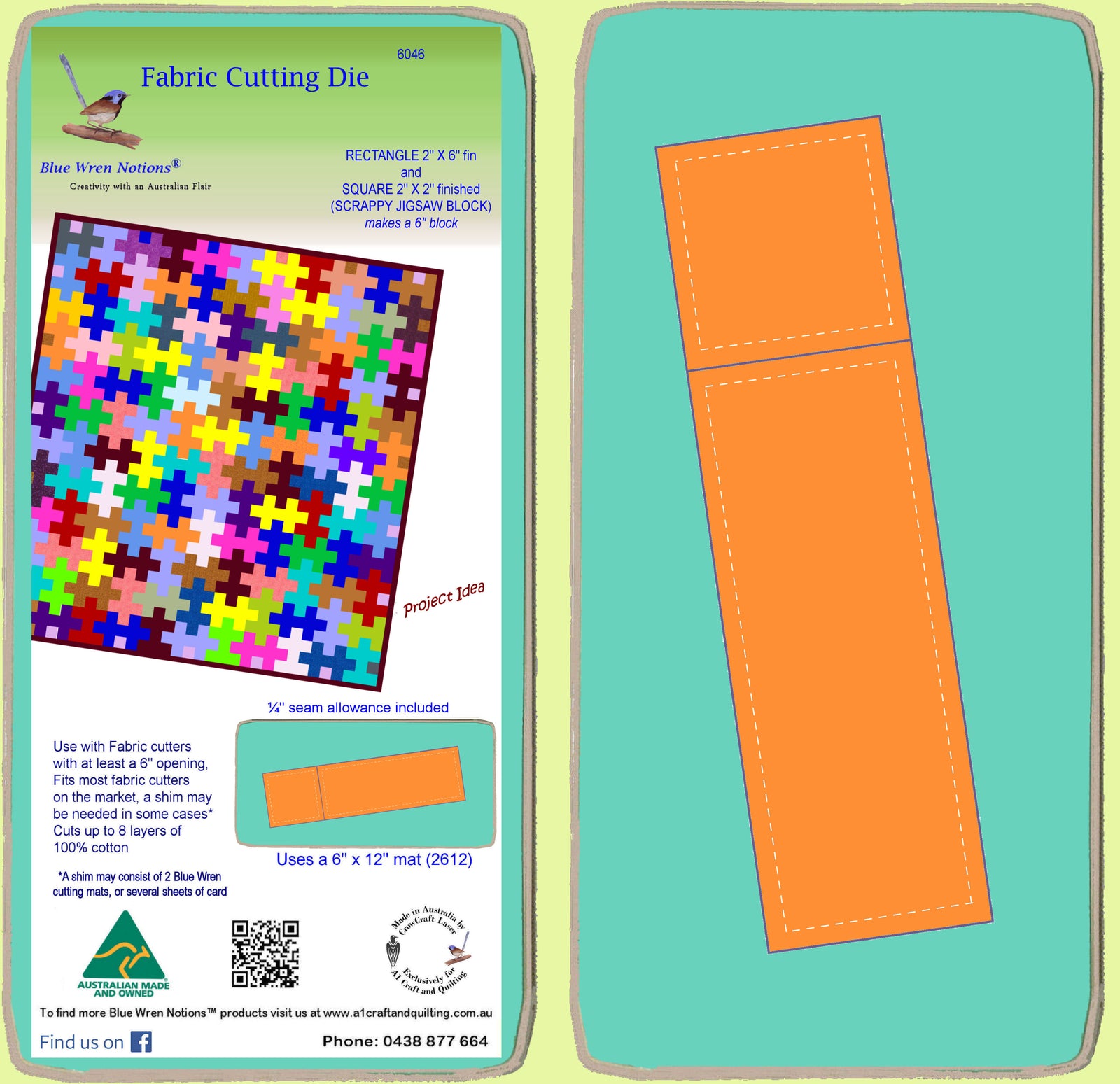 Rectangle 2½"x 6½" cut (2"x 6" finished)  & Square 2½" x 2½" cut (2" x 2" finished) - 6046