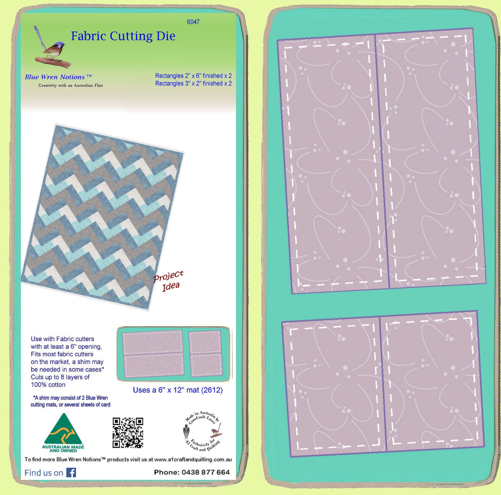 Rectangle 2½" x 6½" cut (2"x 6" finished) & Half Rectangle 2½" x 3½" cut (2" x 3" finished) - 6047