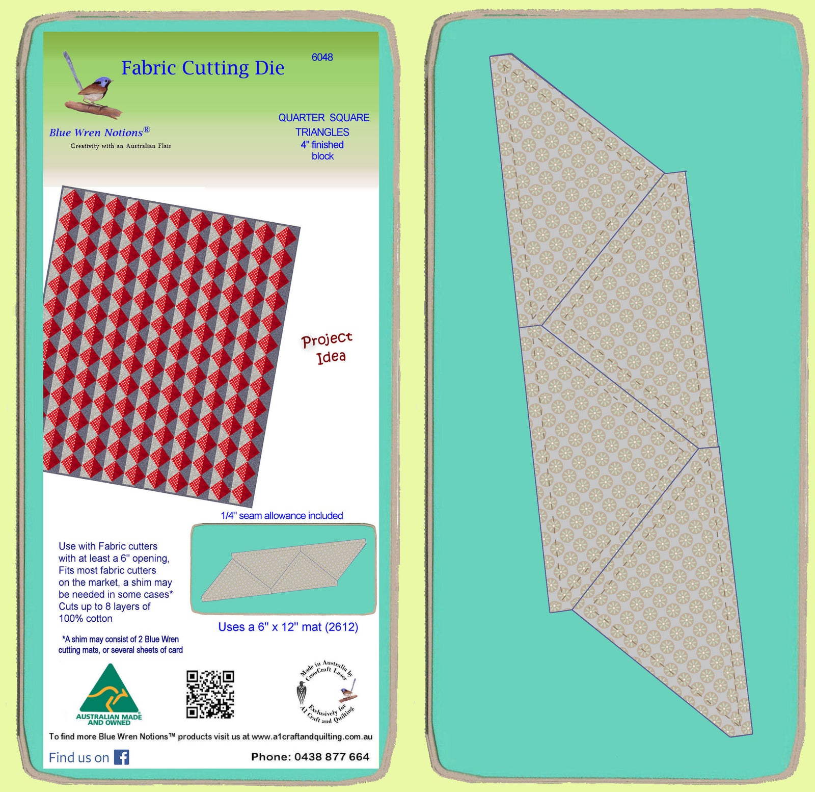 Triangles, Quarter Square, 4" finished block - 6048 - Mat Included