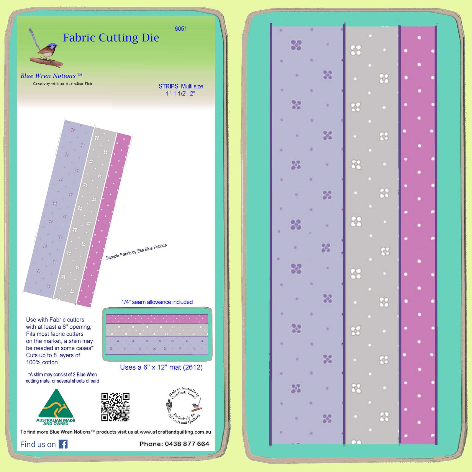 Strip Die 1" ,1 1/2"and 2"  Multi x 3 - 6051 - mat included
