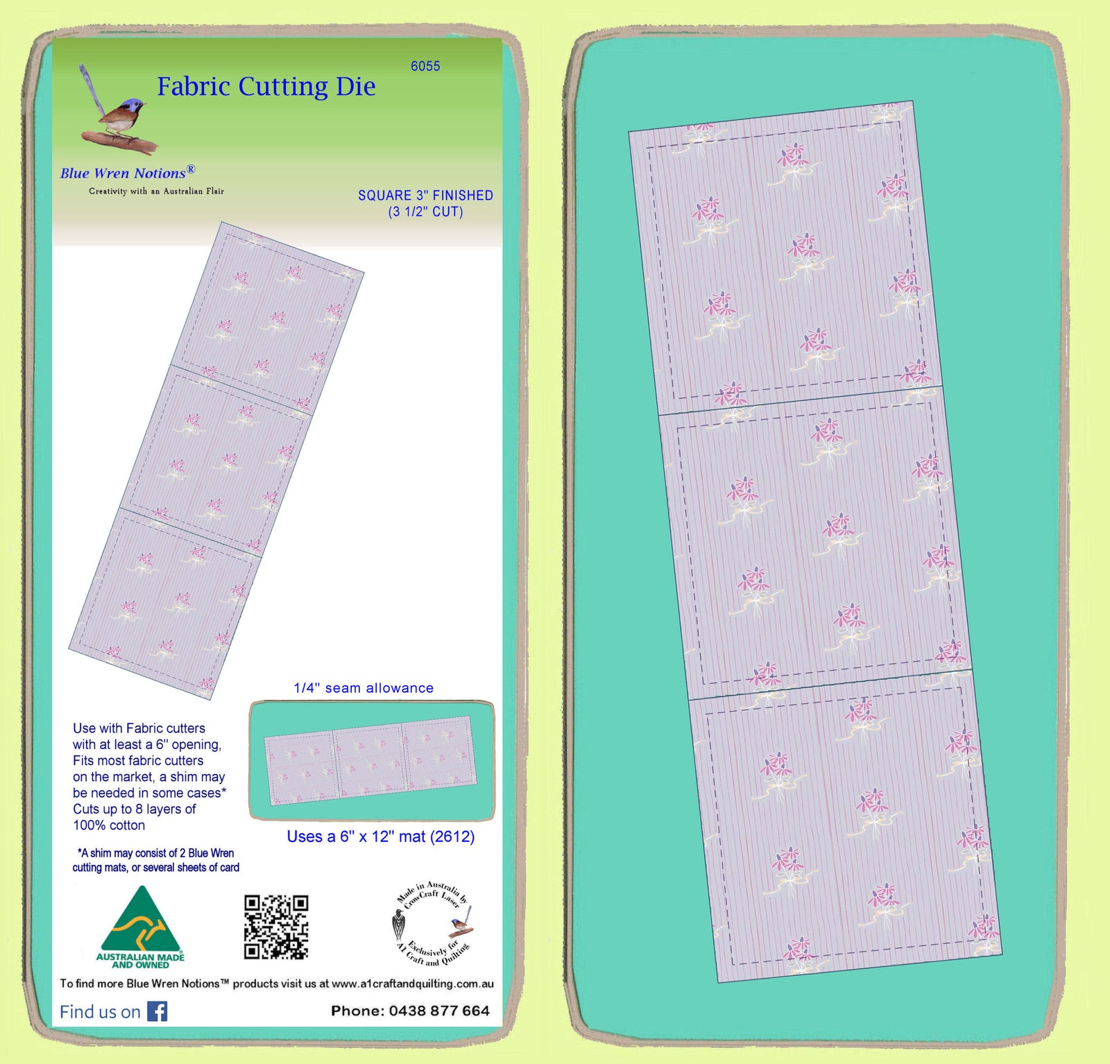 Squares 3½" cut (3" finished) Multi x 3 - 6055 - Mat Included