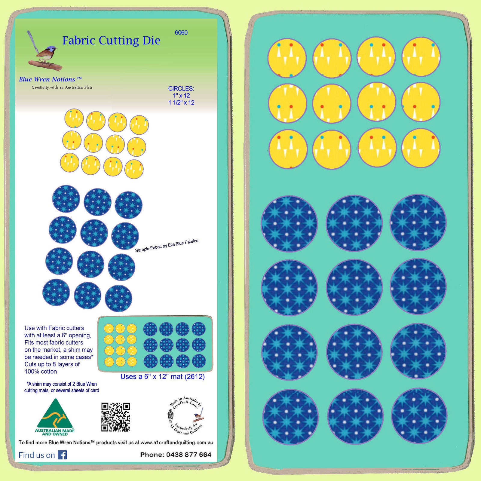 Circles 1" & 1 1/2"  - Multi x 12 each  - 6060 - includes cutting mat