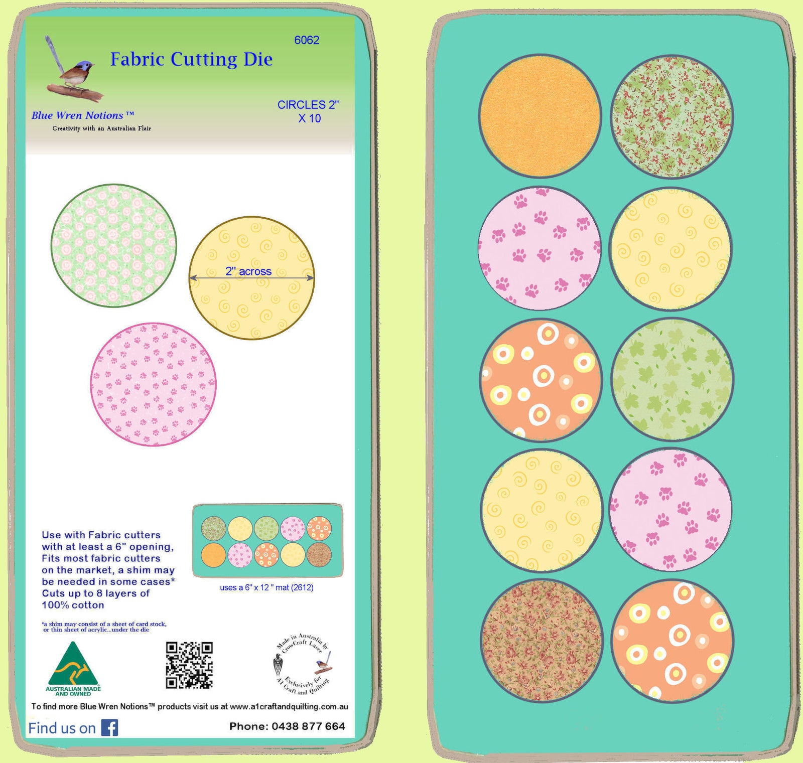 Circles 2" - Multi x 10  - 6062 - includes cutting mat