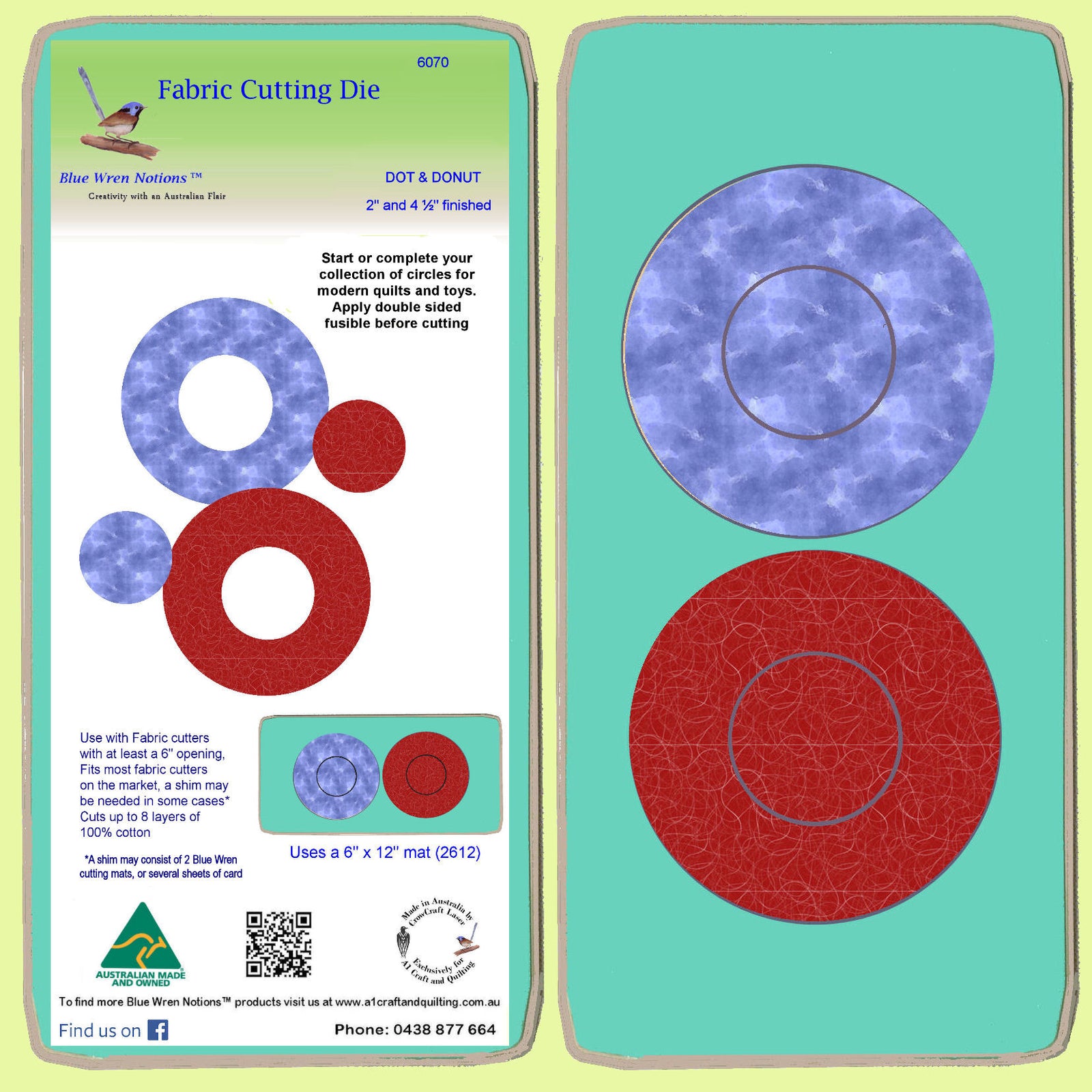 Dots and Donuts, 2" dots and 4 1/2" finished rings x 2- 6070- Mat included