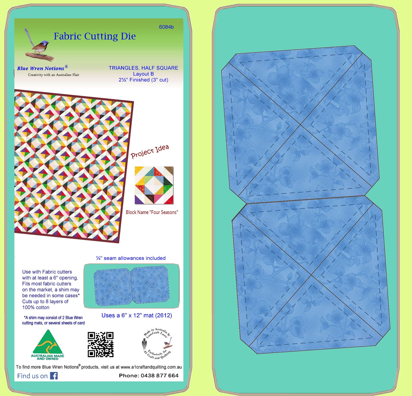 Triangle, Half Square 2½" finished-  6084b - Mat included