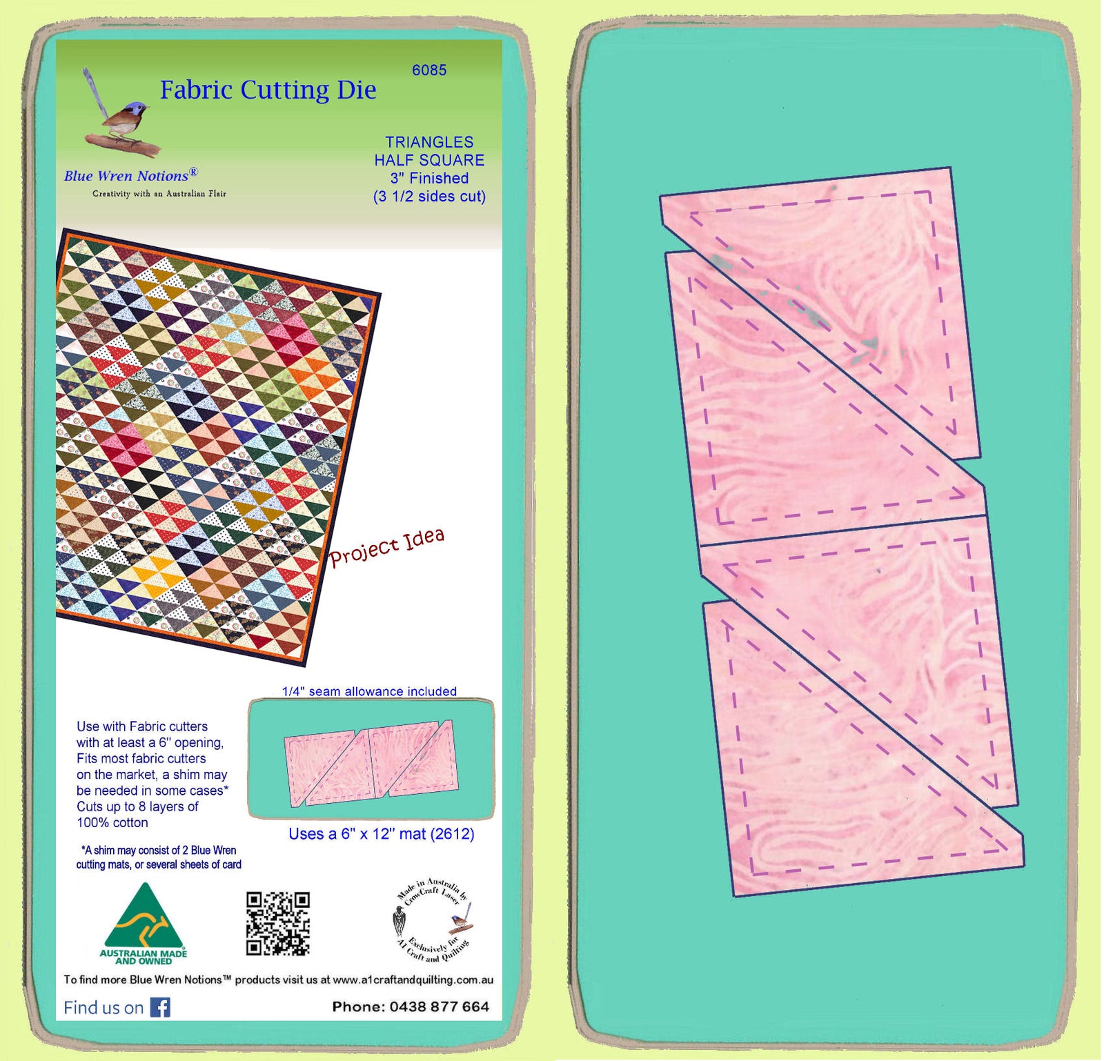 Triangle, Half Square 3 1/2" sides, 3" finished-  6085