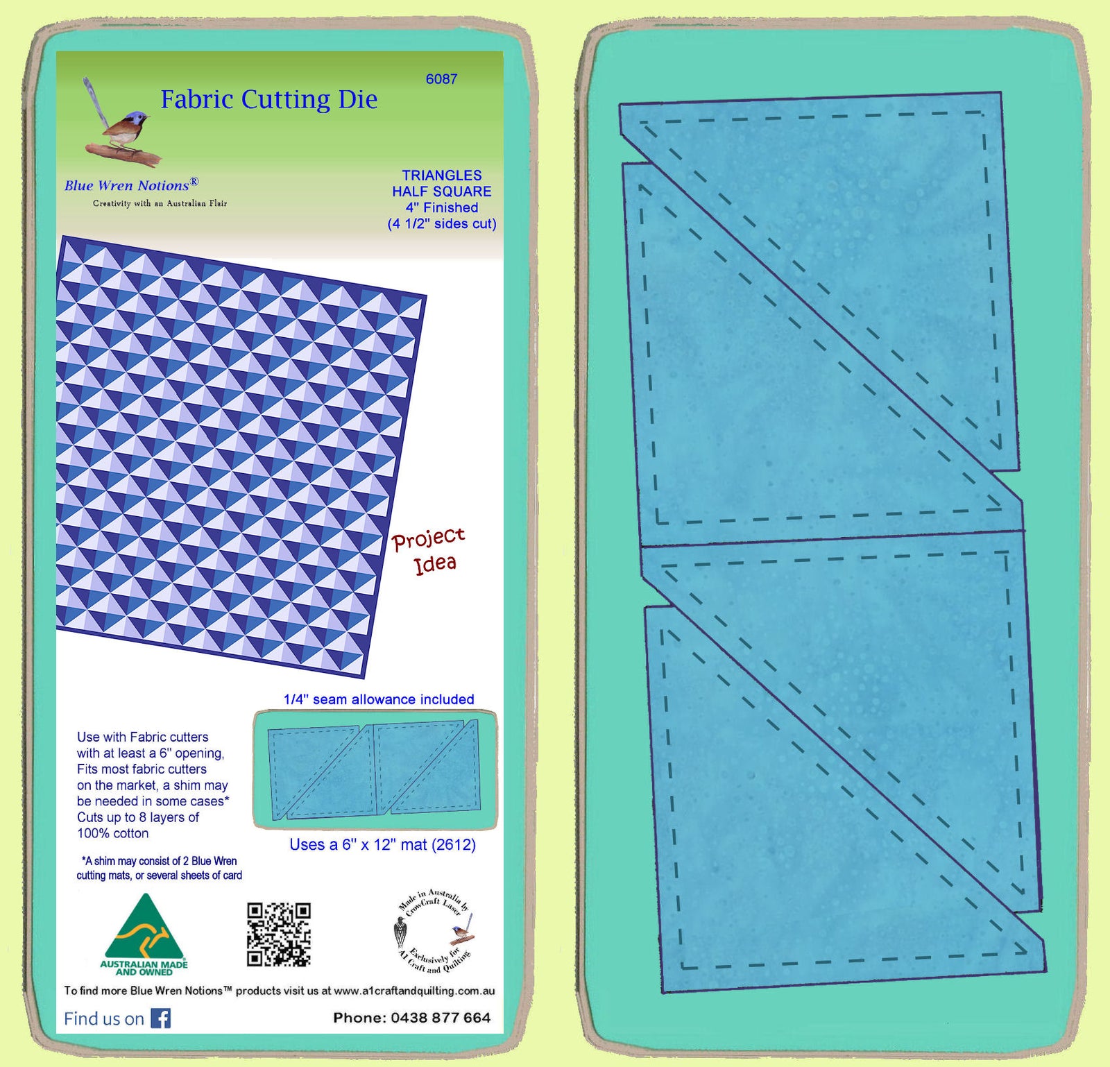 Triangle, Half Square 4 1/2" sides, 4" finished-  6087