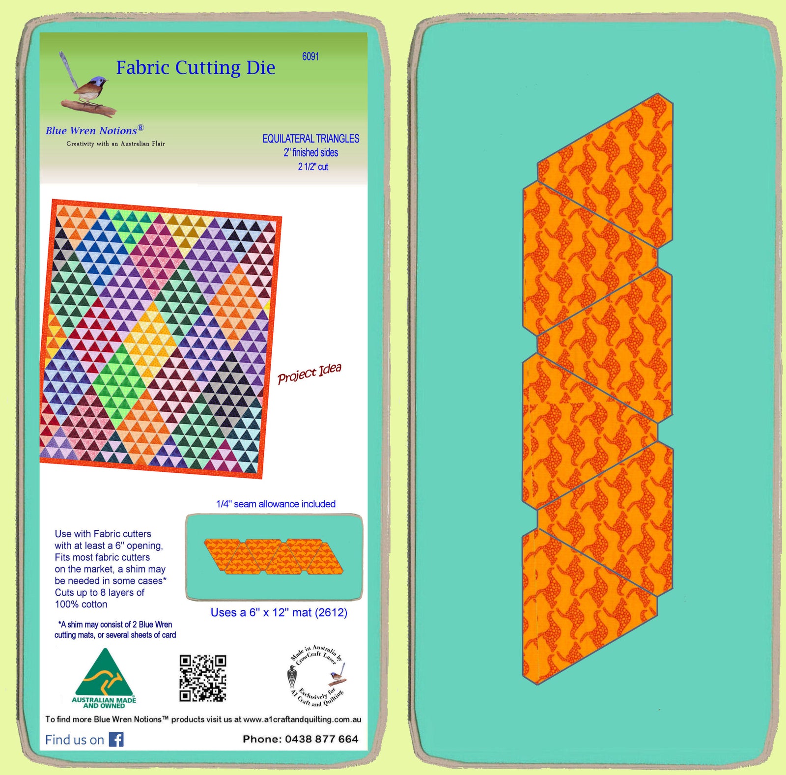 Triangles, Equilateral  2" finished - Multi x 6 (6091)