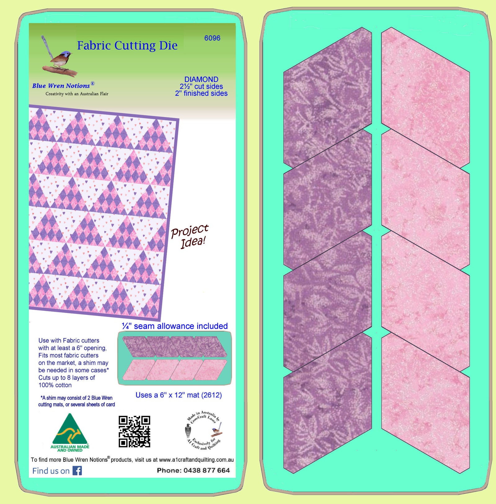 Diamonds 60° - 2" finished sides, Multi x 8 - 6096 - mat included