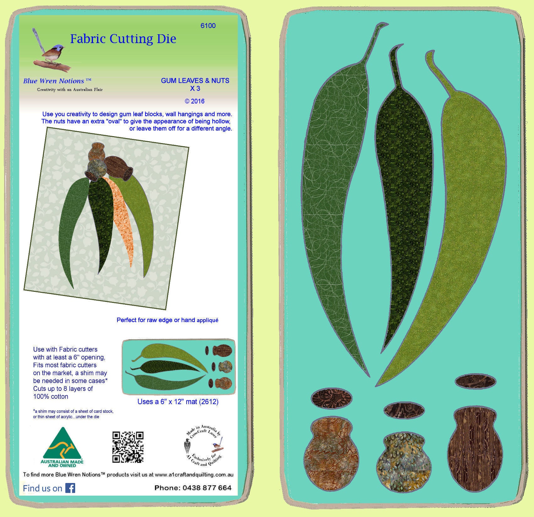 Gum Leaves and Gum Nuts x 3 - Mat included - 6100