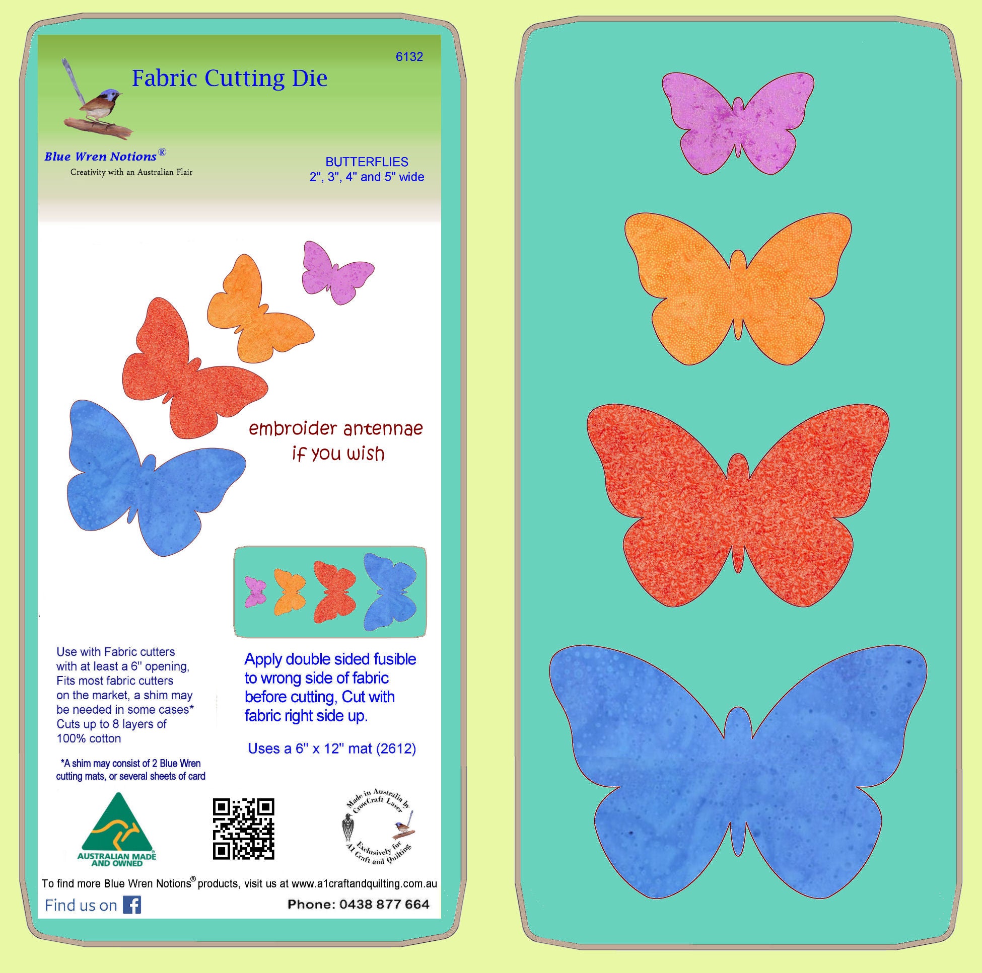 Butterflies 2", 3", 4" and 5" wide - 6132 - Mat Included