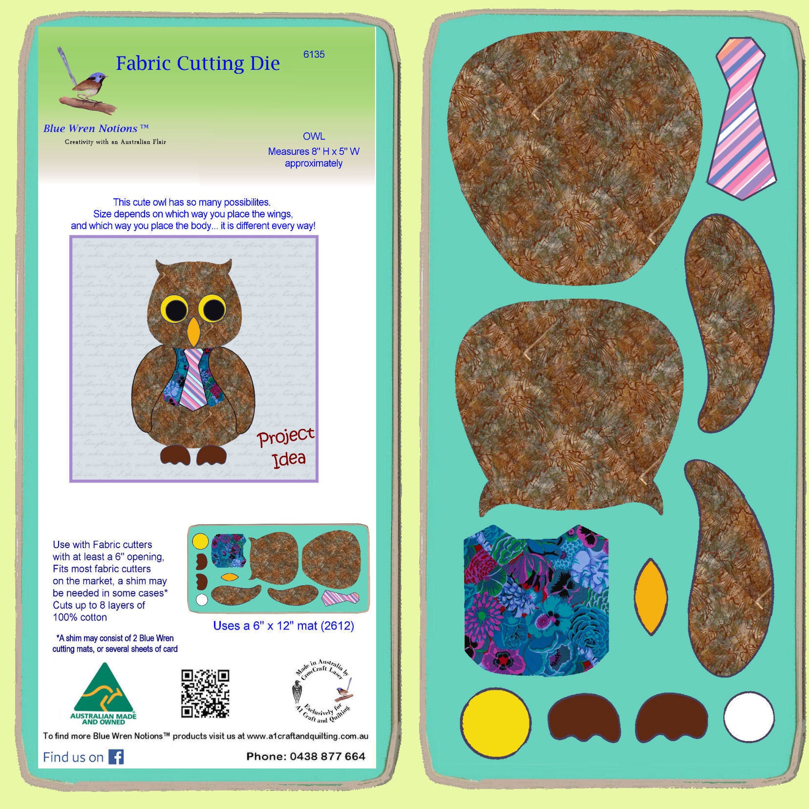 Owl - Approx 8"H x 5"W - 6135 - Mat included