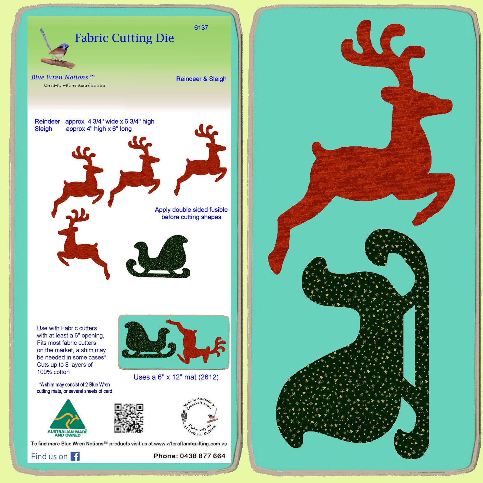 Reindeer and Sleigh - 6137 - complete with mat