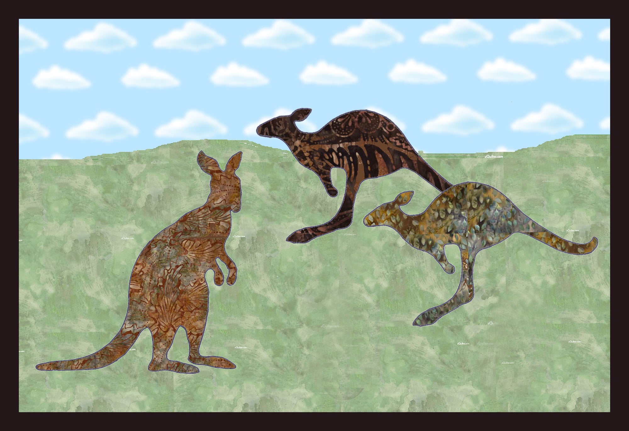 Kangaroos X 2 6143 Complete With Mat A1 Craft And Quilting Australia   6143 Sample 2000x 