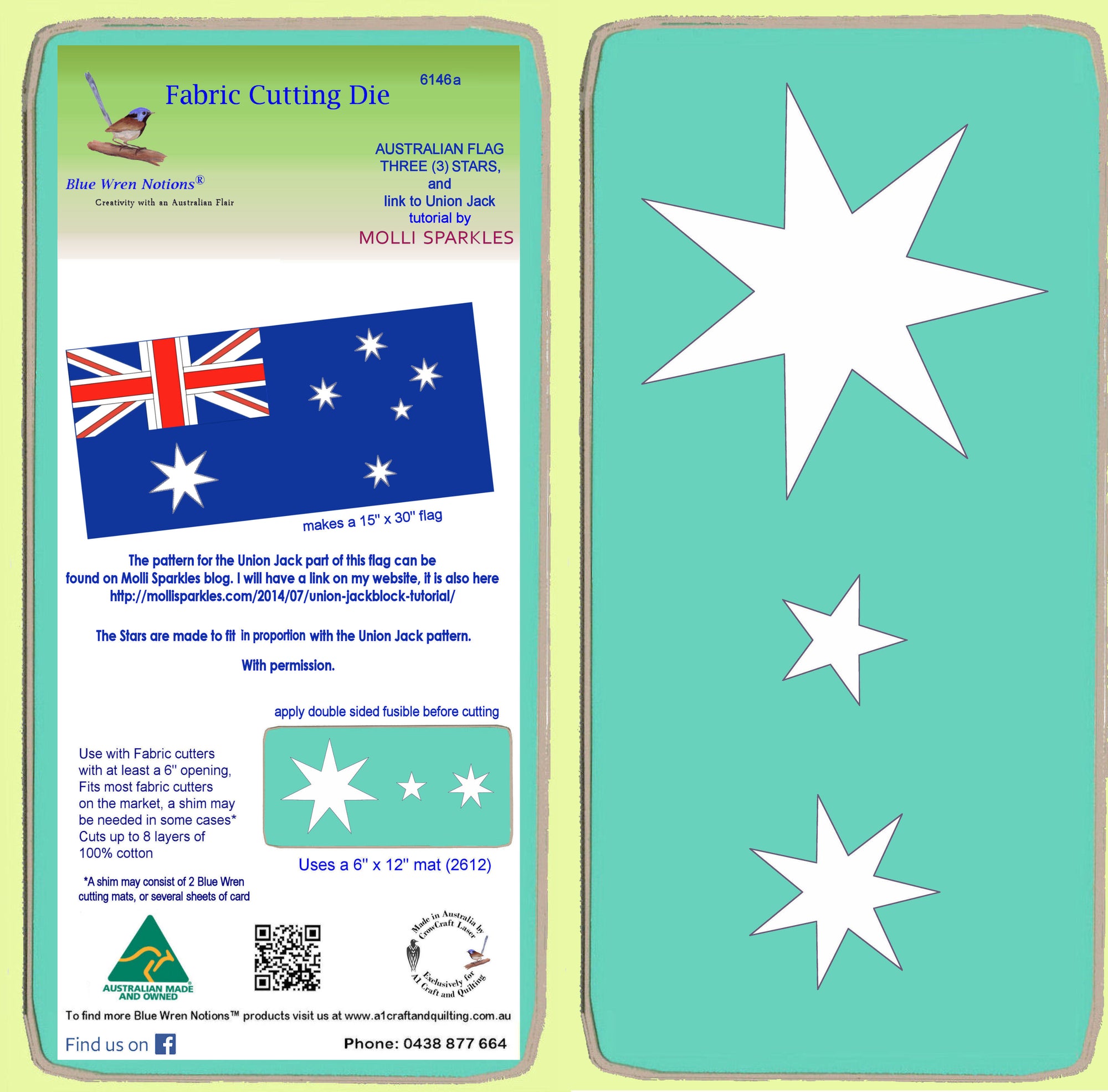Australian Flag Stars x 3 sizes on die - 6146a - Mat Included
