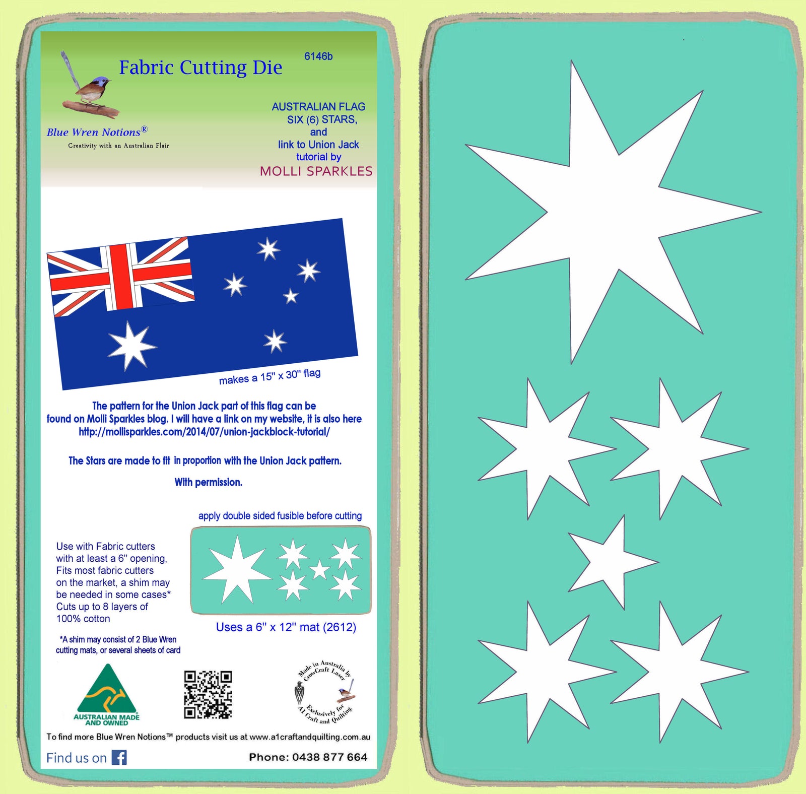 Australian Flag Stars x 6 stars on die - 6146b - Mat Included