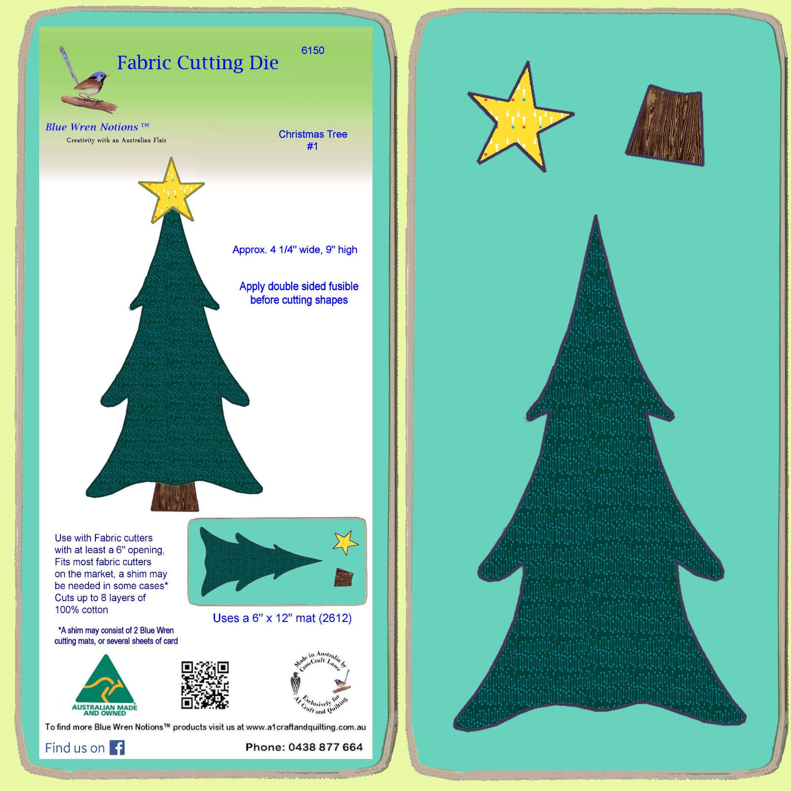 Christmas Tree #1- 6150 - Blue Wren Fabric Cutting Die, includes mat