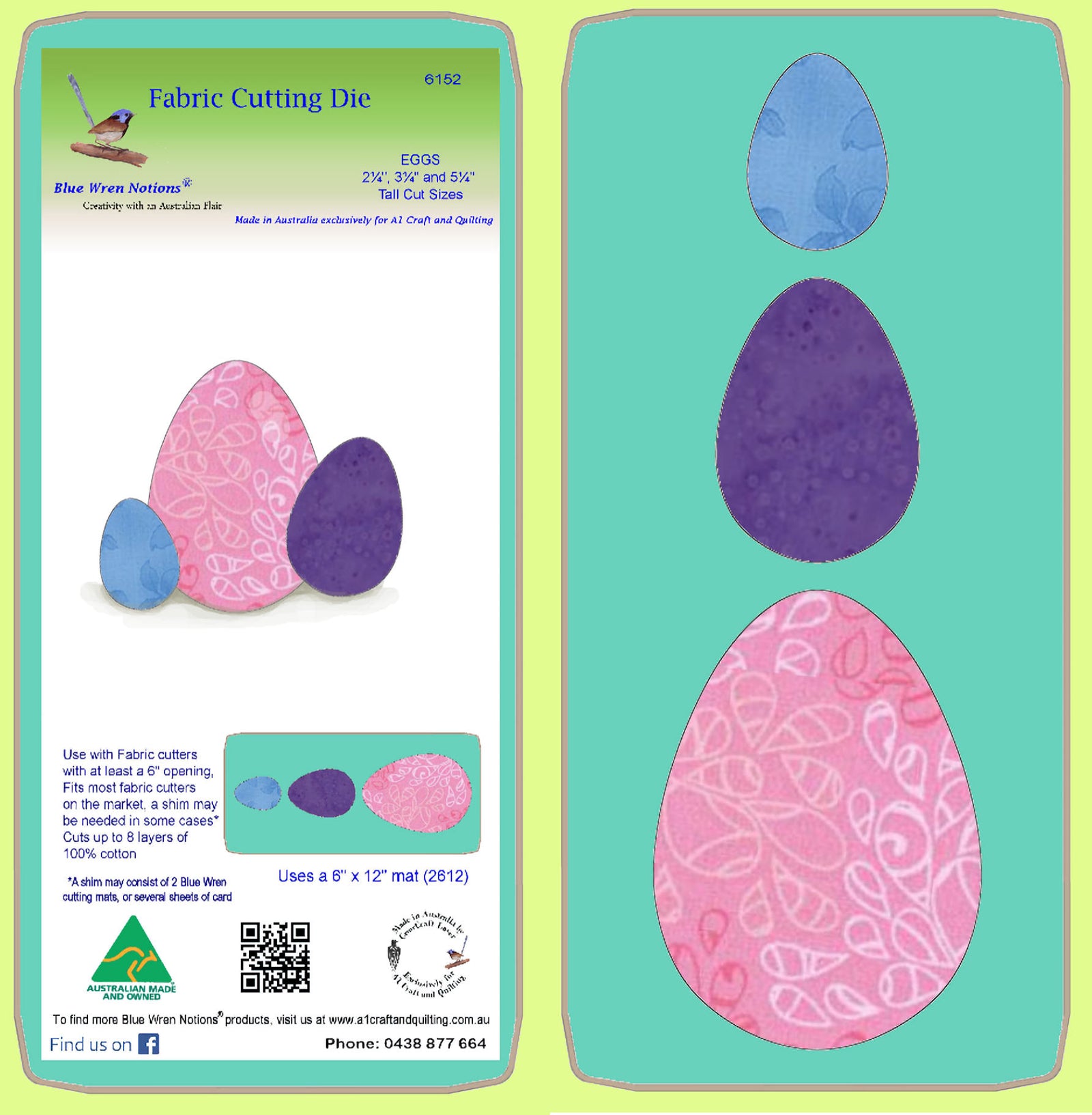 Eggs - 2¼”, 3¼”, and 5¼” Tall Cut Sizes Combo, includes mat