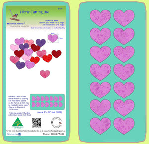 Hearts, Mini x 14 - 6158 - Blue Wren Fabric Cutting Die, includes mat