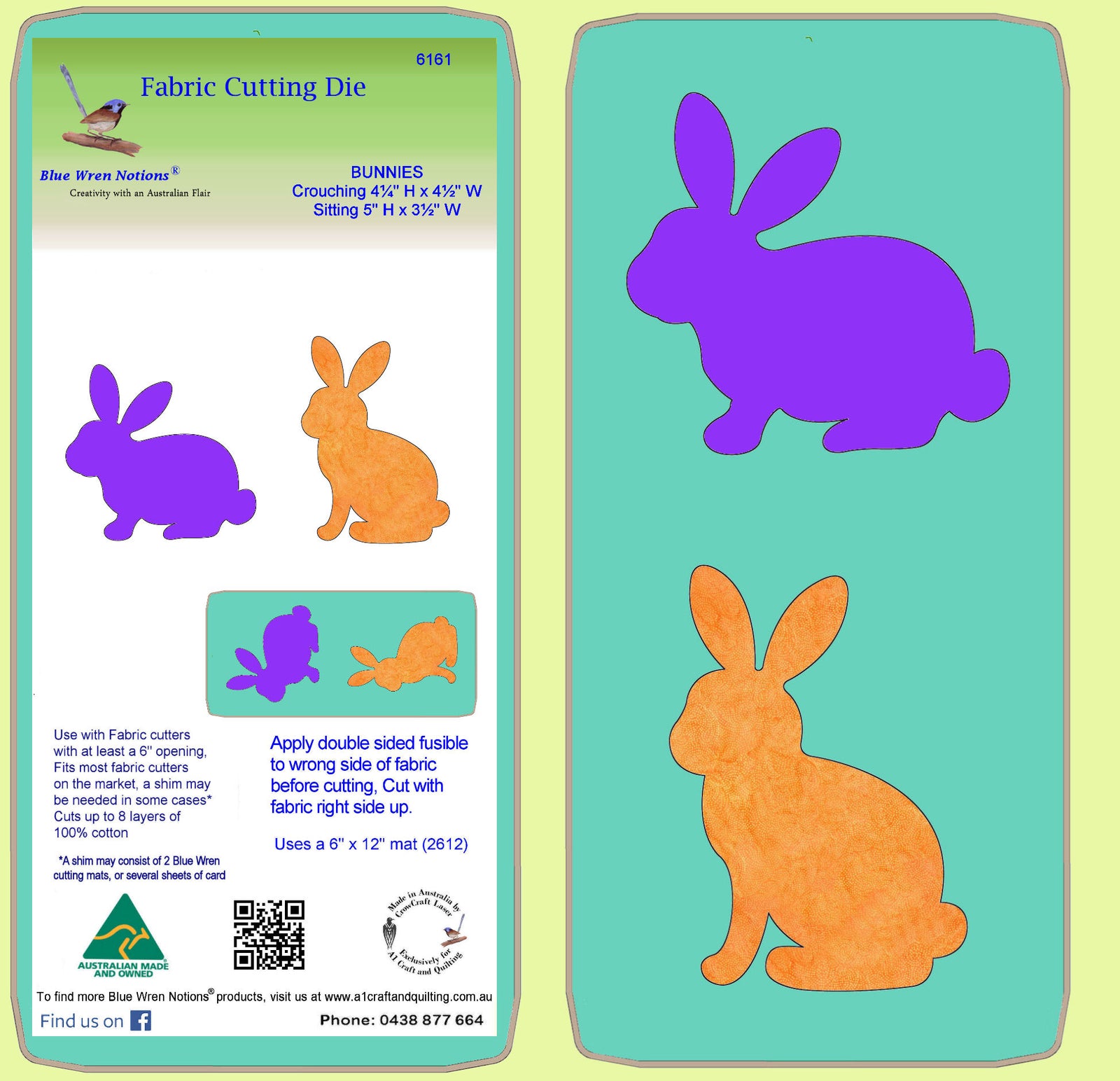 Bunnies, Sitting and Standing, for 6" block- 6161