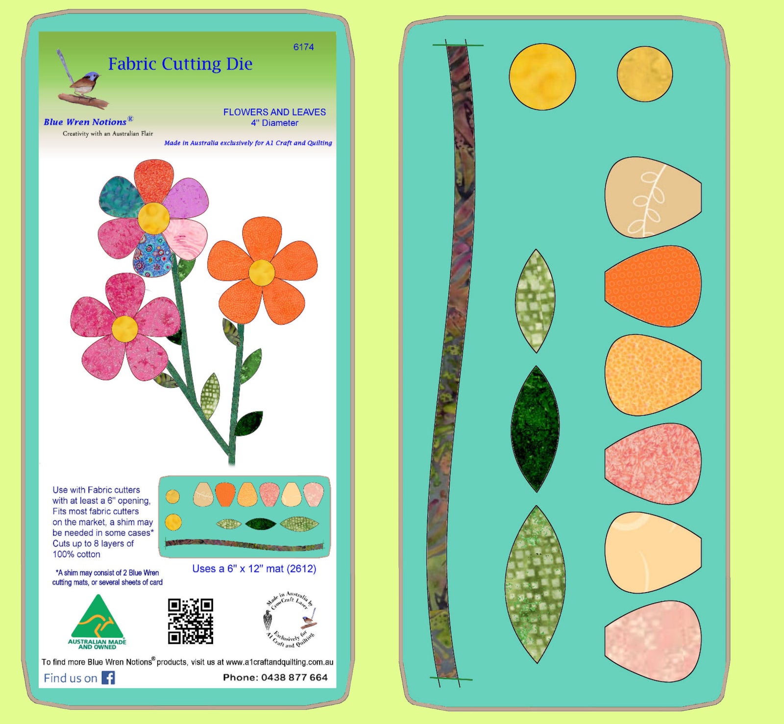 Flowers and Leaves 4" diameter  - 6174 - Mat Included