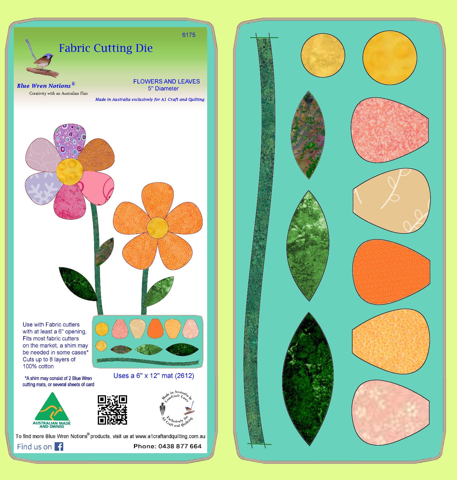 Flowers and Leaves 5" diameter  - 6175 - Mat Included