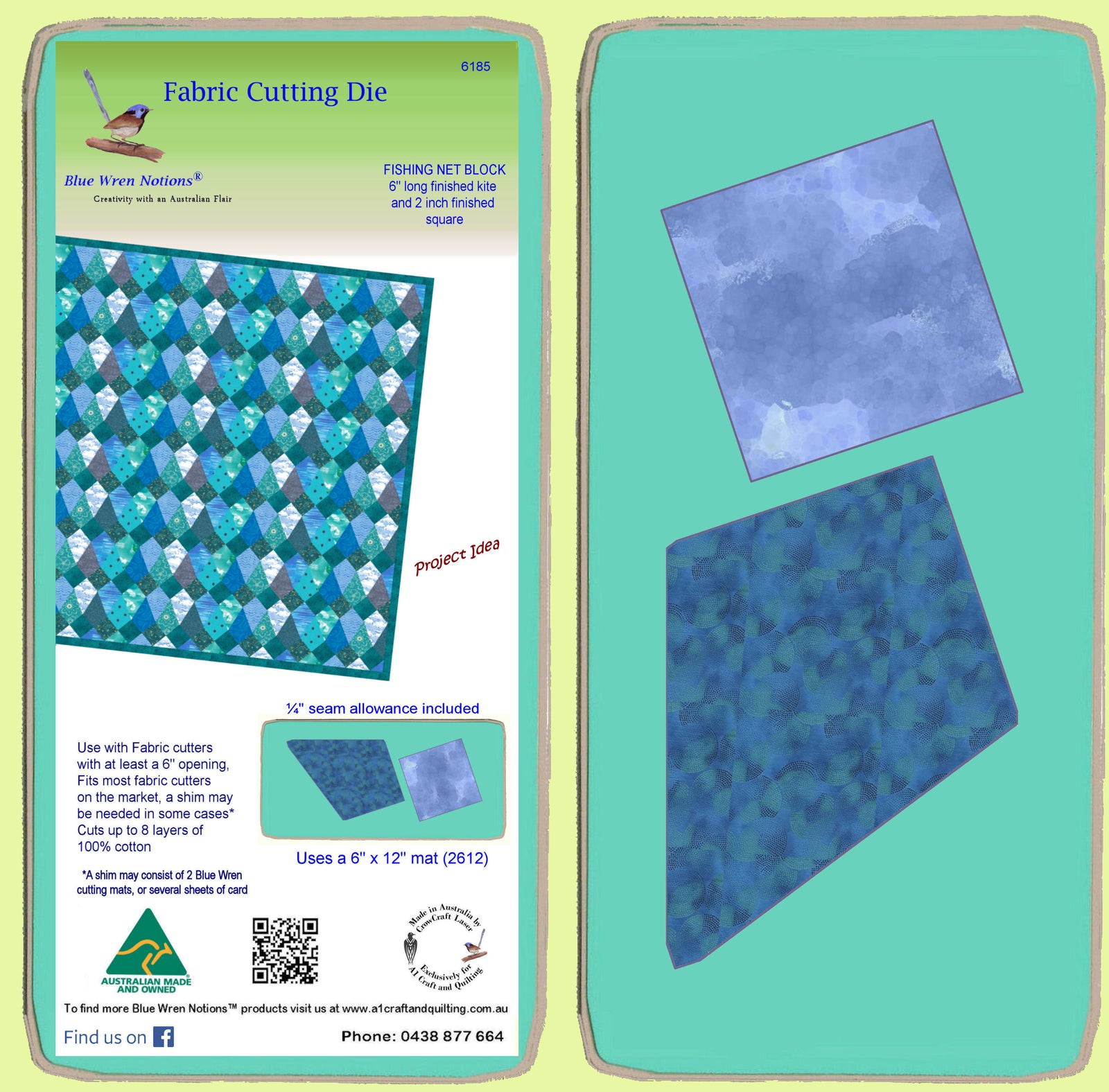 Fishing Net, with Kite 6" long and square - 6185 - mat included