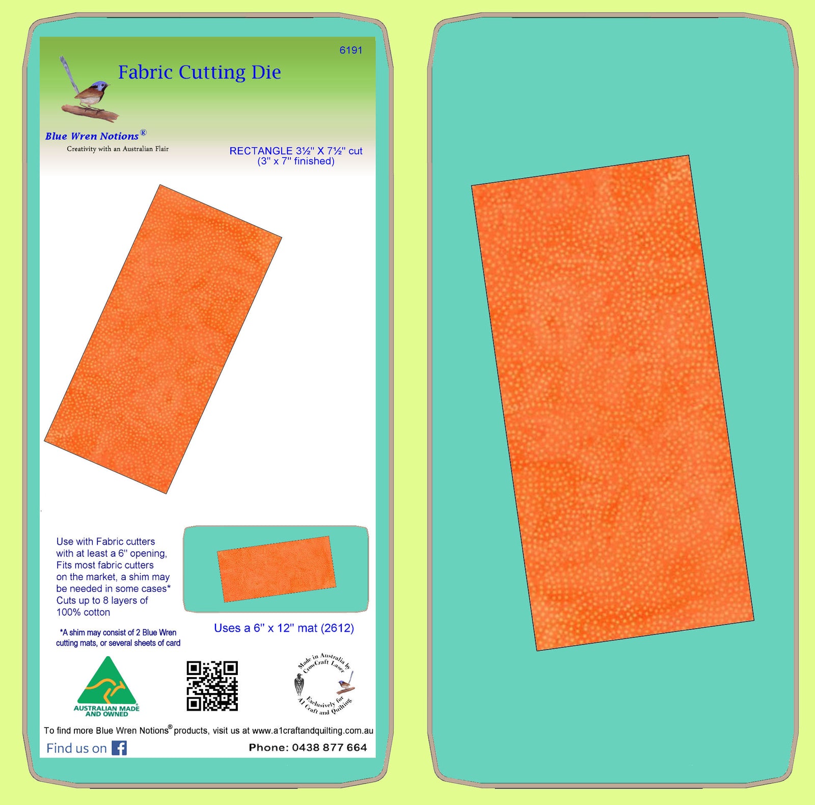 Rectangle 3½" x 7½" cut, (3"x 7") finished - 6191 - mat included