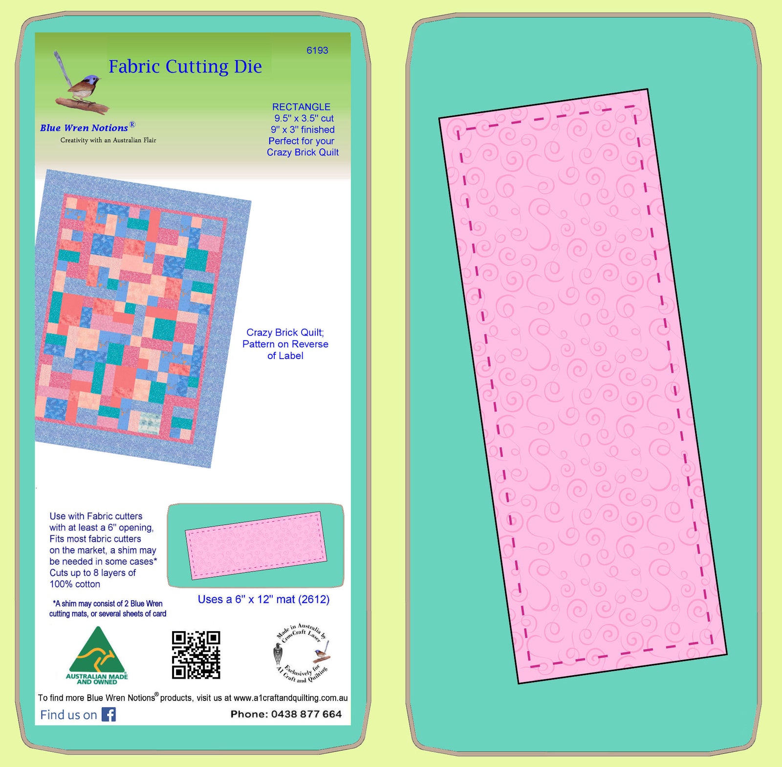 Rectangle 9½" x 3½" cut - 9" x 3" finished - 6193