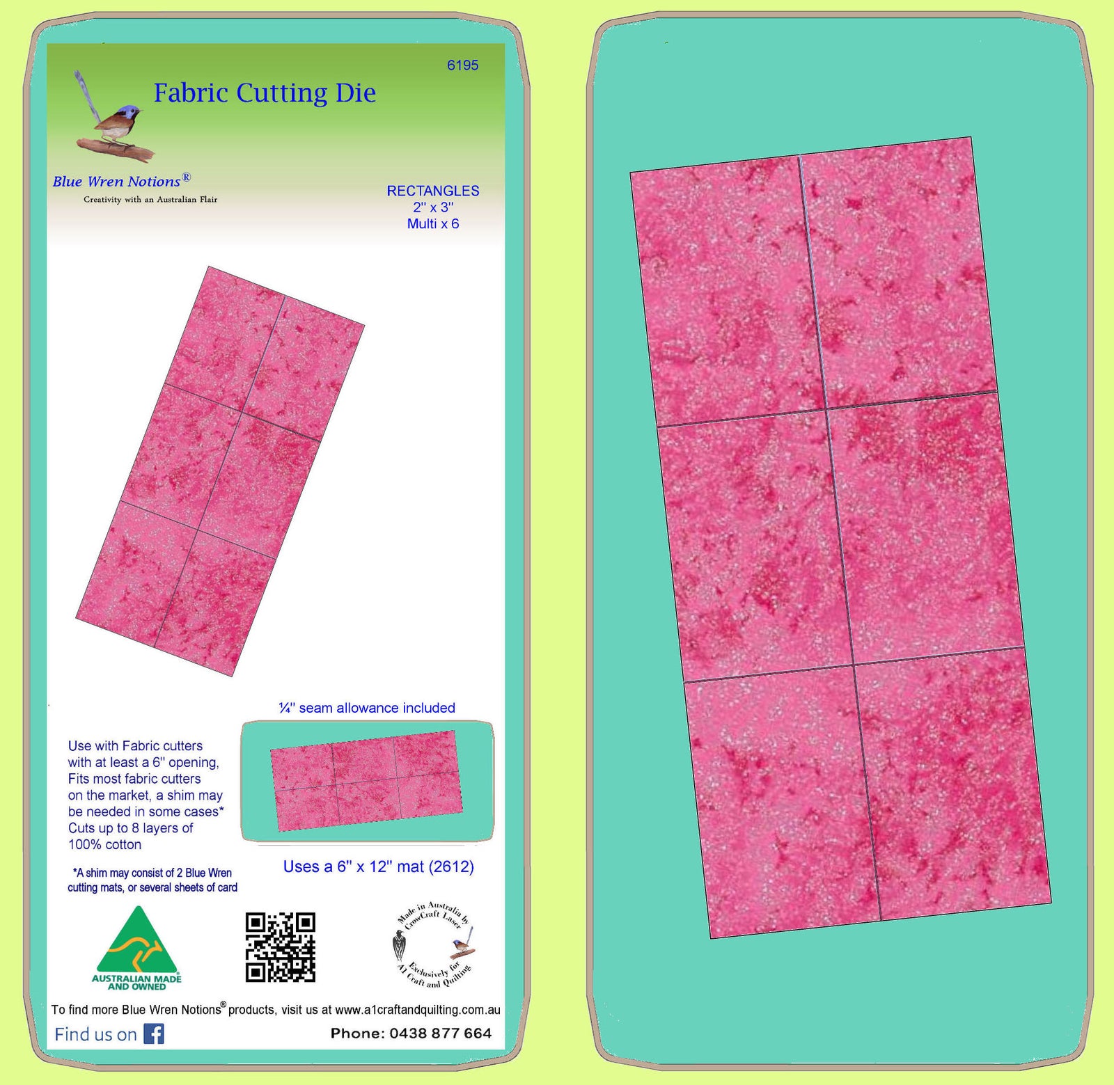 Rectangle 2" x 3" cut (1½" x 2½" finished) Multi x 6 - 6195, with Mat included