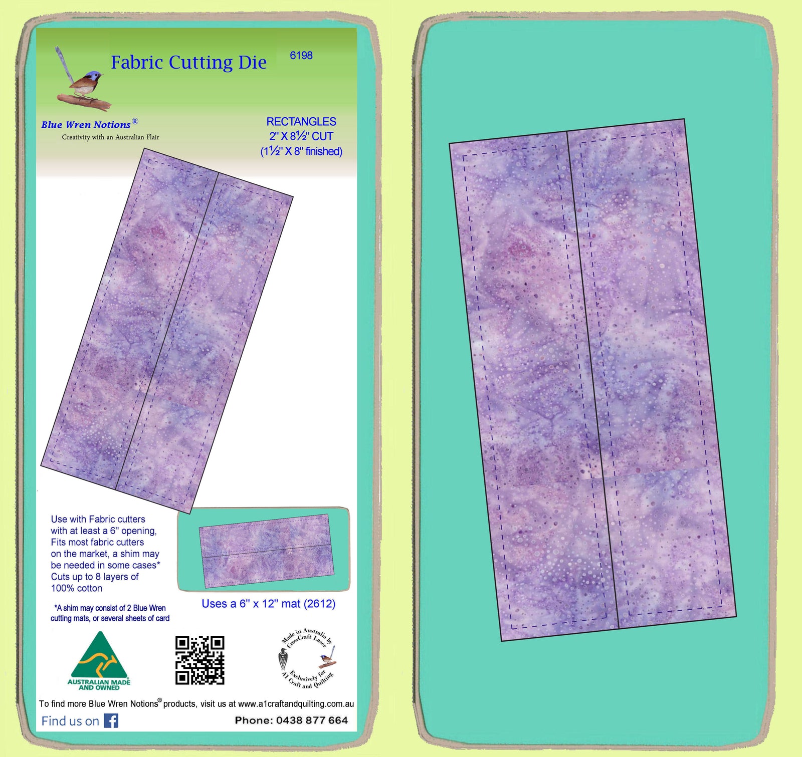 Rectangle 2"x 8½" cut, (1½"x 8") finished - 6198 - mat included