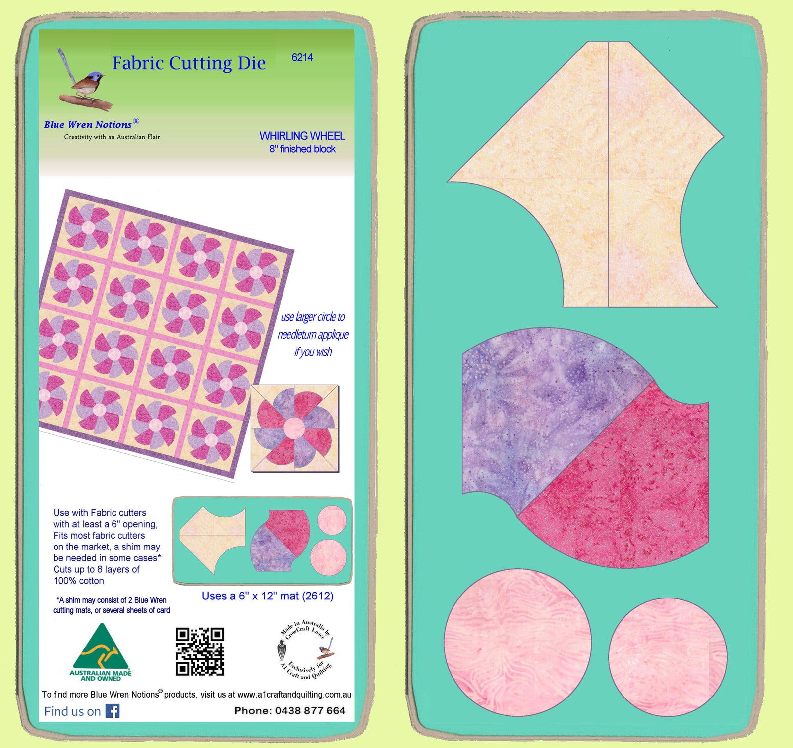 Whirling Wheel - 8" finished block - 6214 - mat included