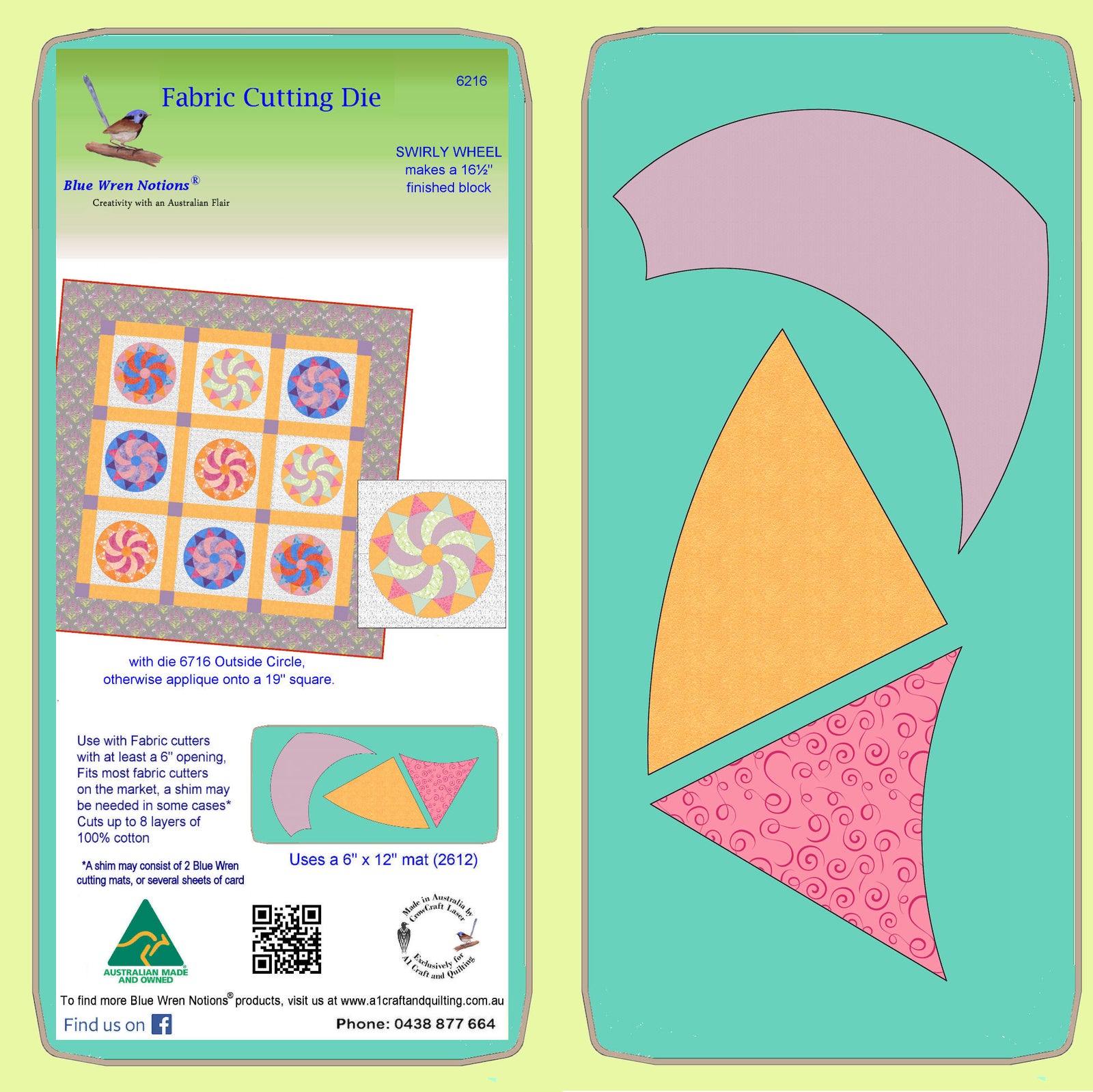 Swirly Wheel - 6216 - makes a 16½" block (when appliqued) -mat included