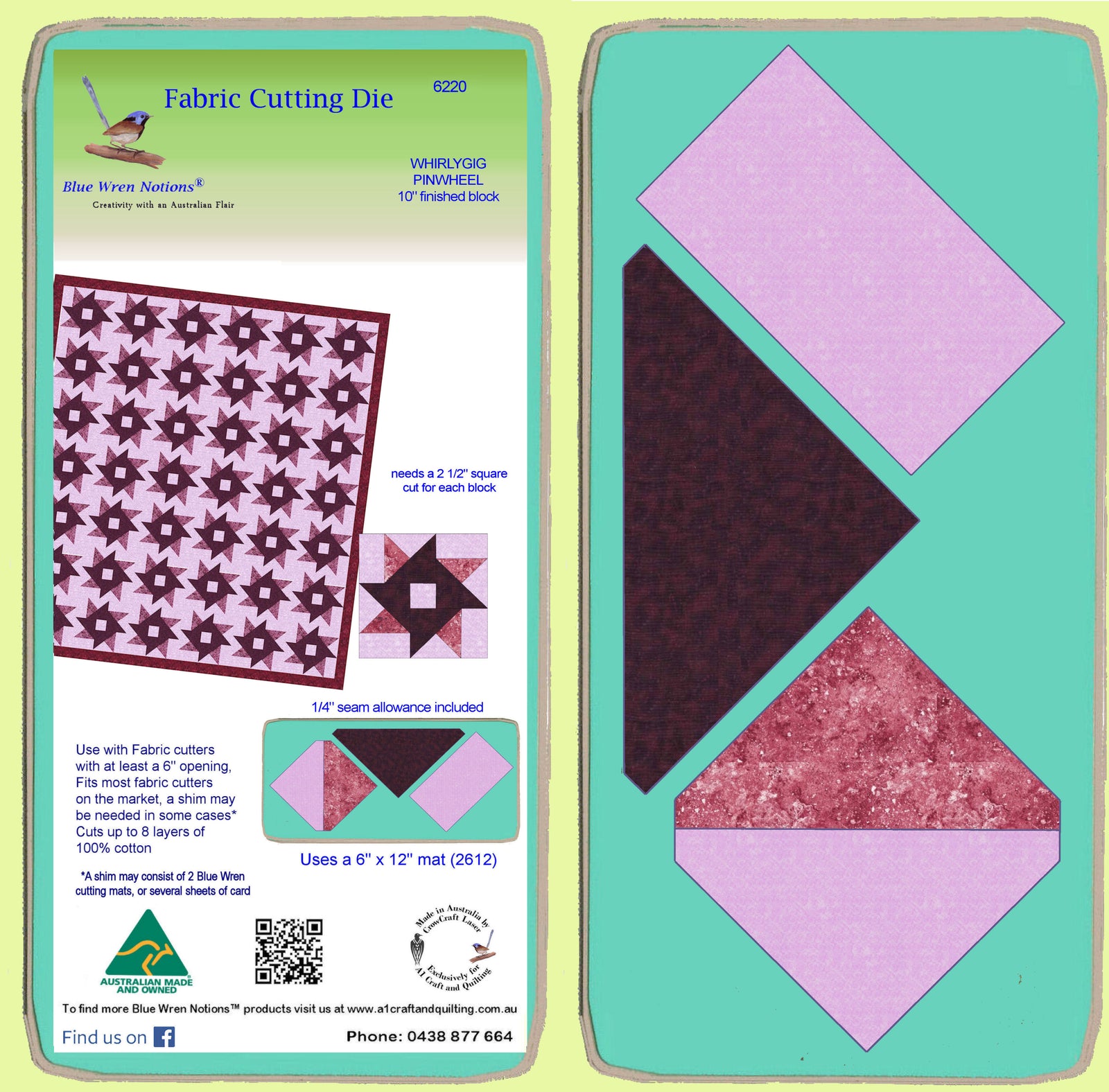 Whirlygig Pinwheel - 6220- makes a 10" block-mat included