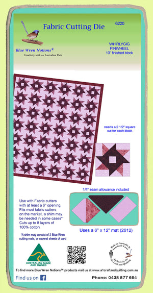 Whirlygig Pinwheel - 6220- makes a 10" block-mat included