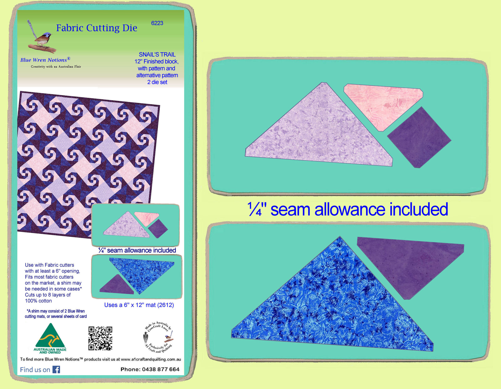 Snails Trail - 6223 - 2 die set- makes a 12" block-mat included