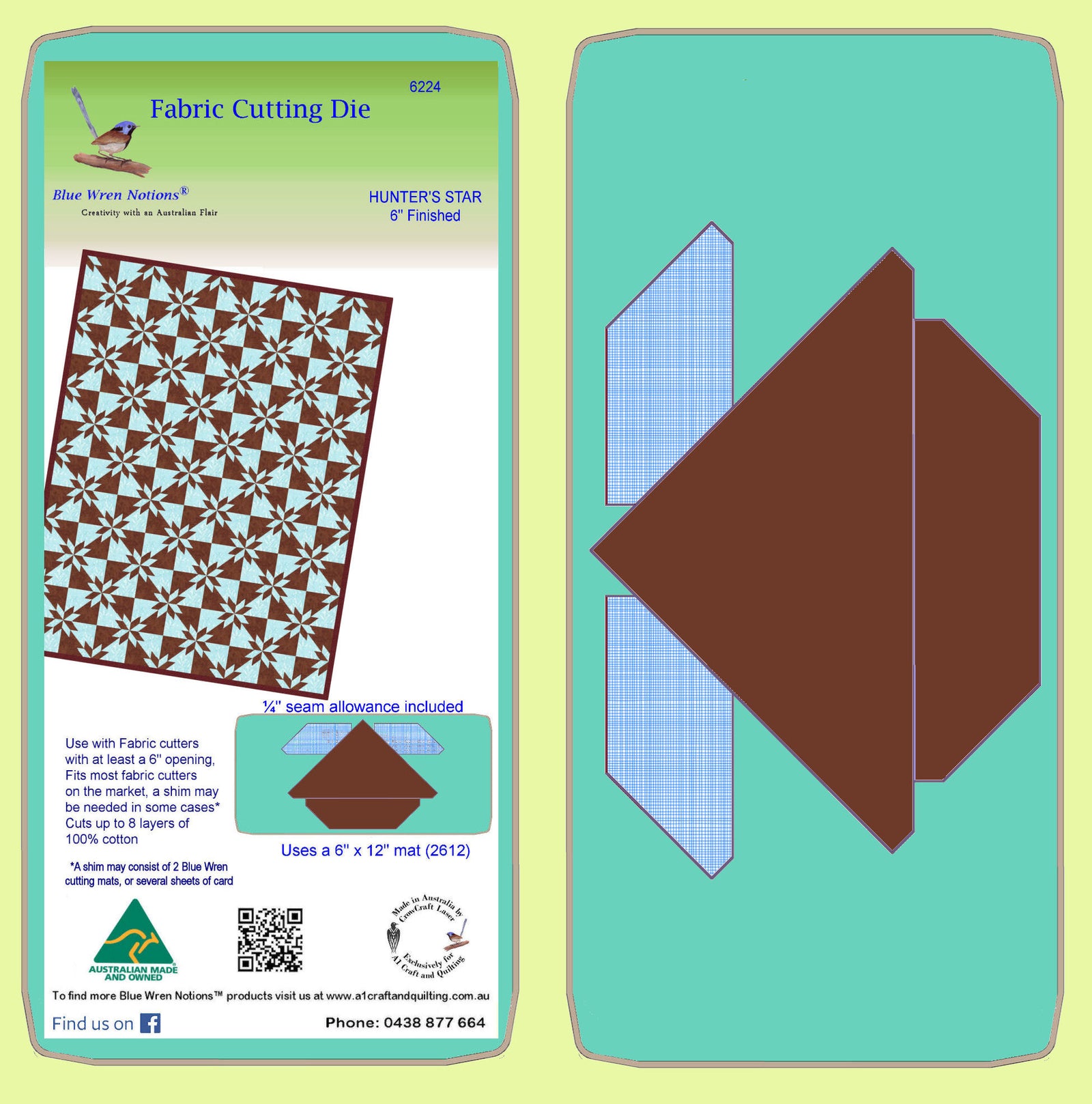 Hunter's Star  (6" quarter block) 12" star block - 6224 -  Mat included