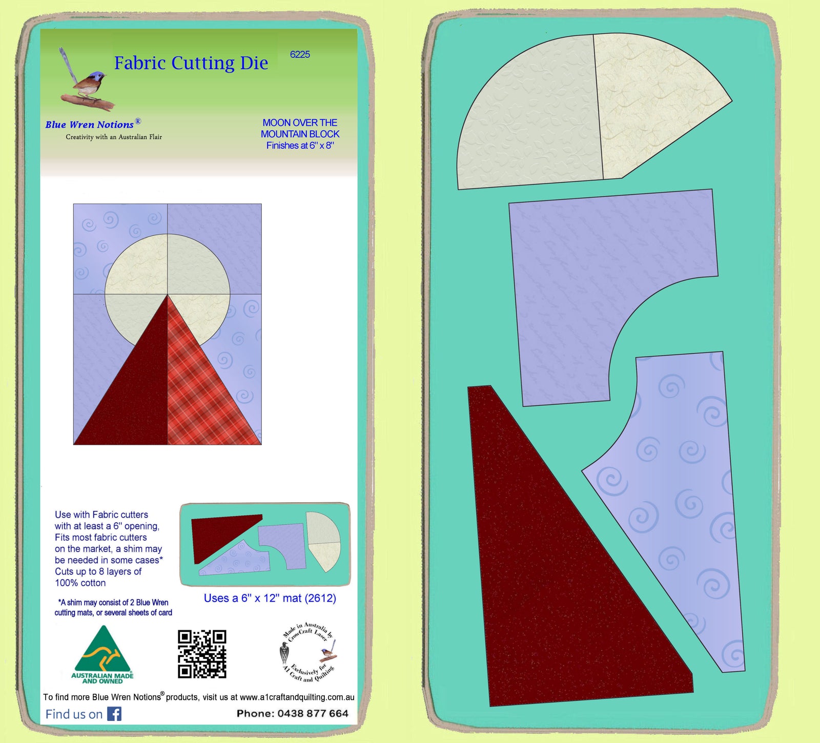 Moon over the Mountain - 6" x 8" finished block- 6225 - mat and pattern included