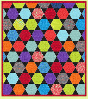 Triangles, Equilateral  2.2" finished sides, combines with 2 ½ sided (cut) hexagon - Multi x 6 (6230)
