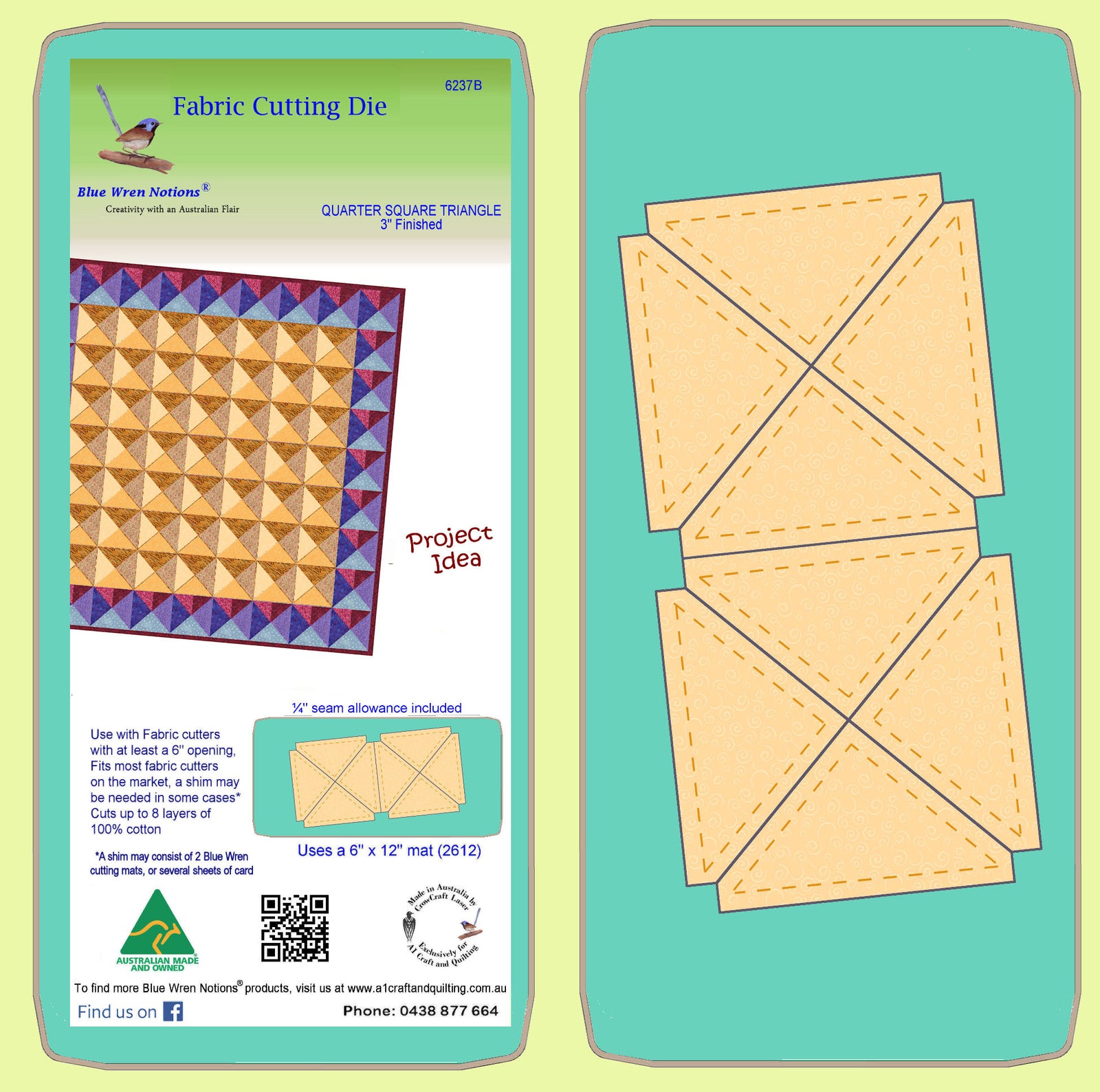 Triangles, Quarter Square, 3" finished block Alternate Layout - 6237b - Mat Included