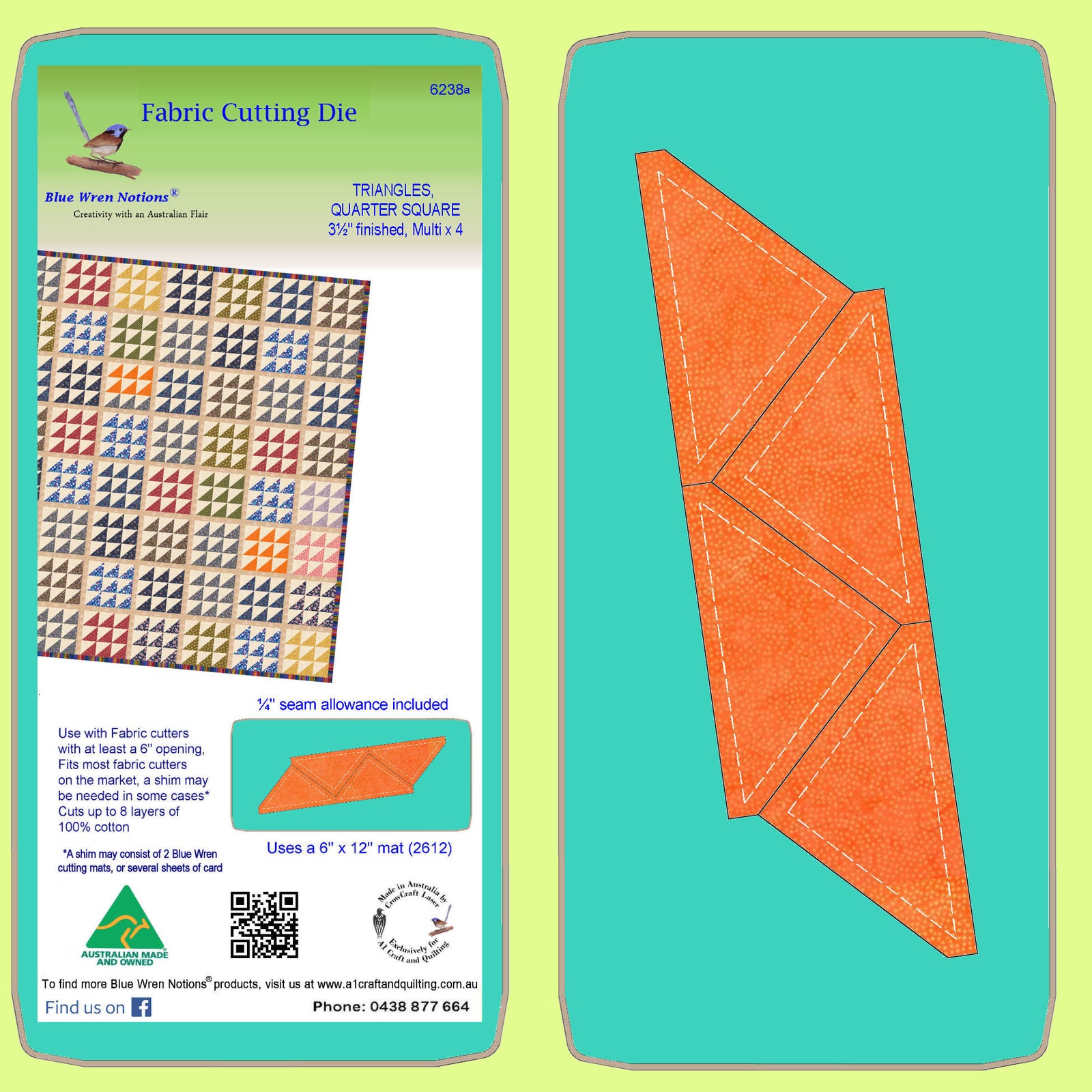 Triangle, Quarter Square, 3½" finished-  6238a