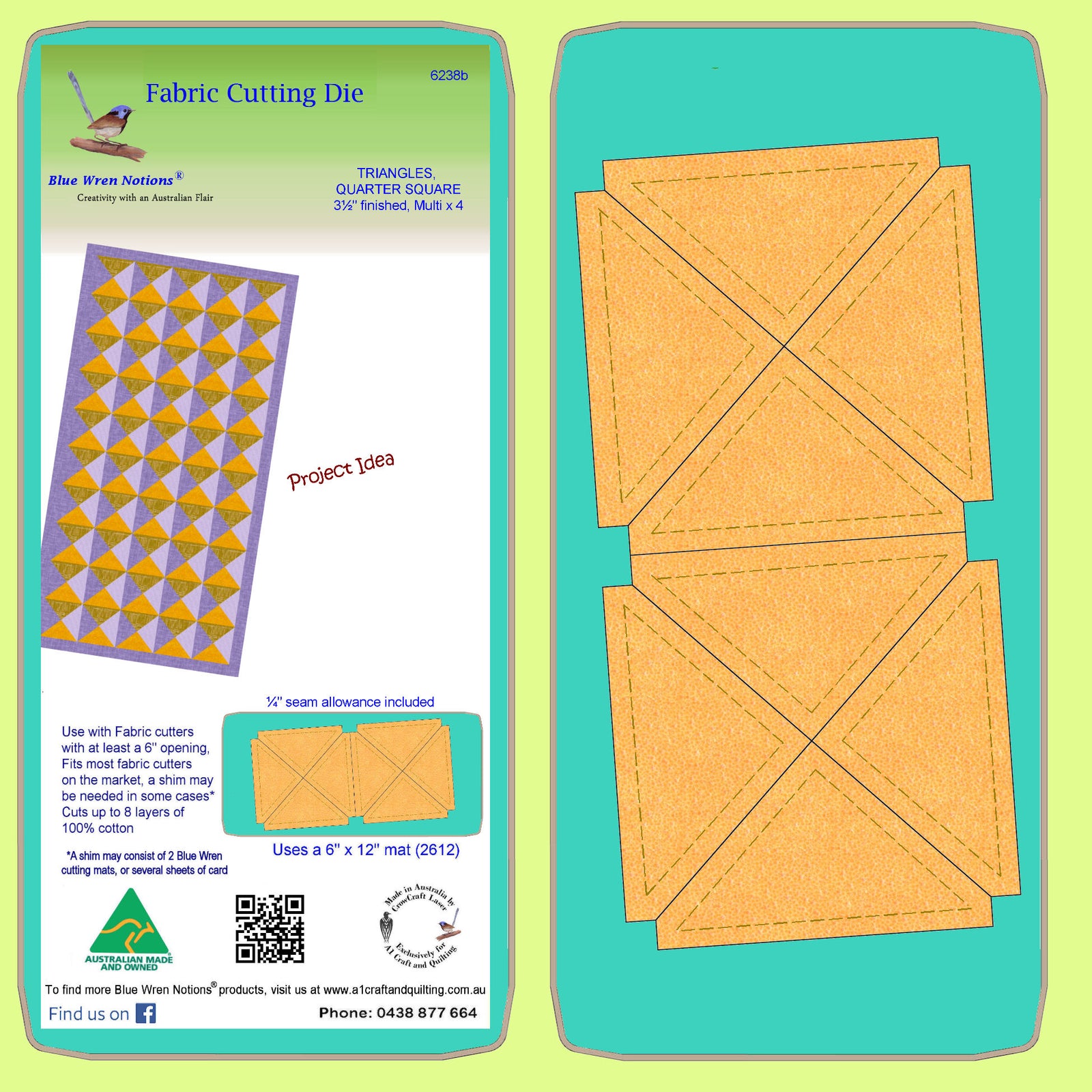 Triangle, Quarter Square, 3½" finished-  6238b