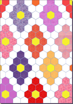 Hexagons ½" finished sides - 1/4" seam allowance - Paper and Fabric shapes - 6266 - includes cutting mat