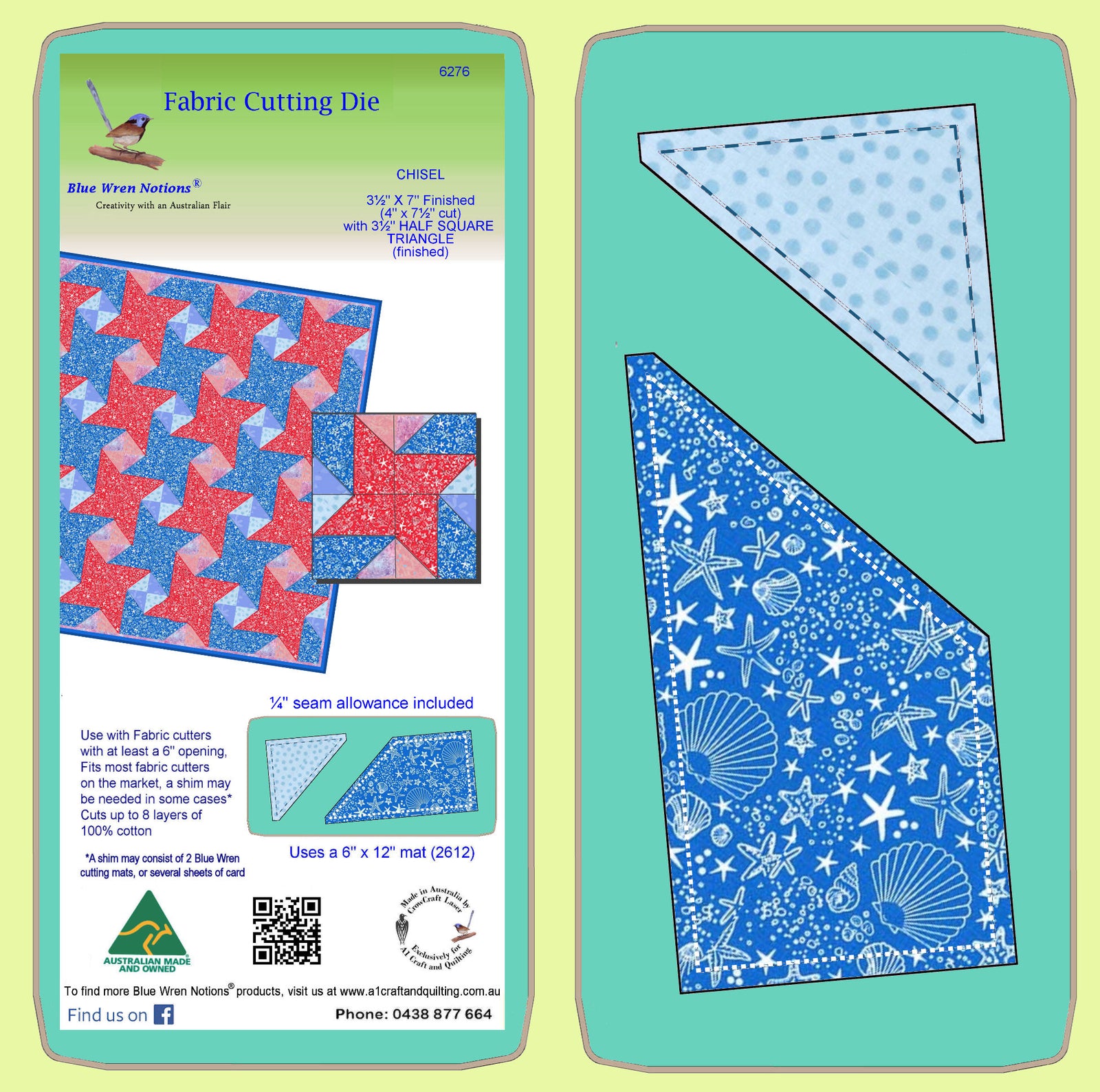 Chisel 7" x 3½" inch finished. makes a 14 inch finished block- 6276 - Mat included