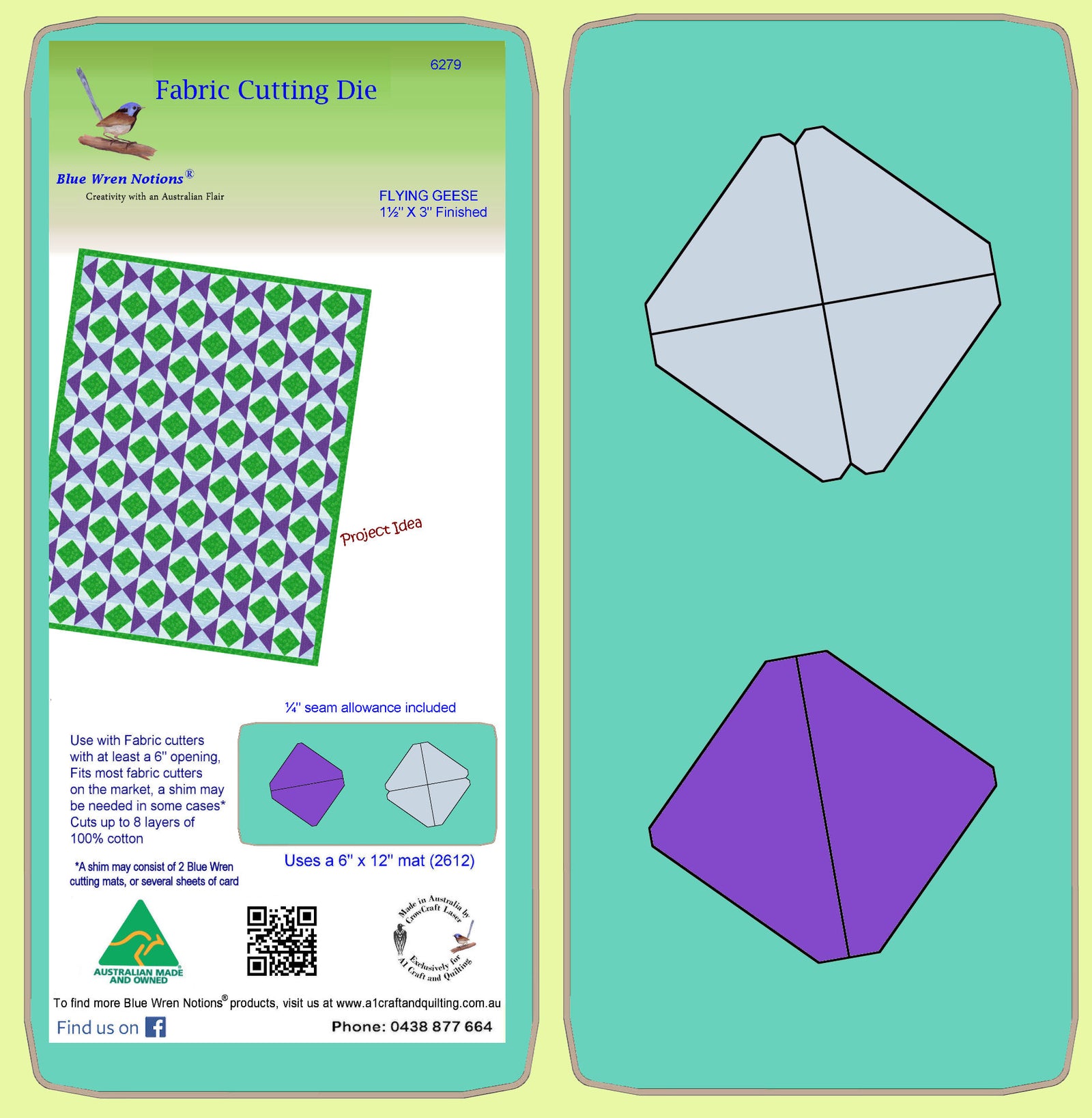 Flying Geese - 2" x 3½" cut (1½" x 3" finished) - 6279 - Mat included