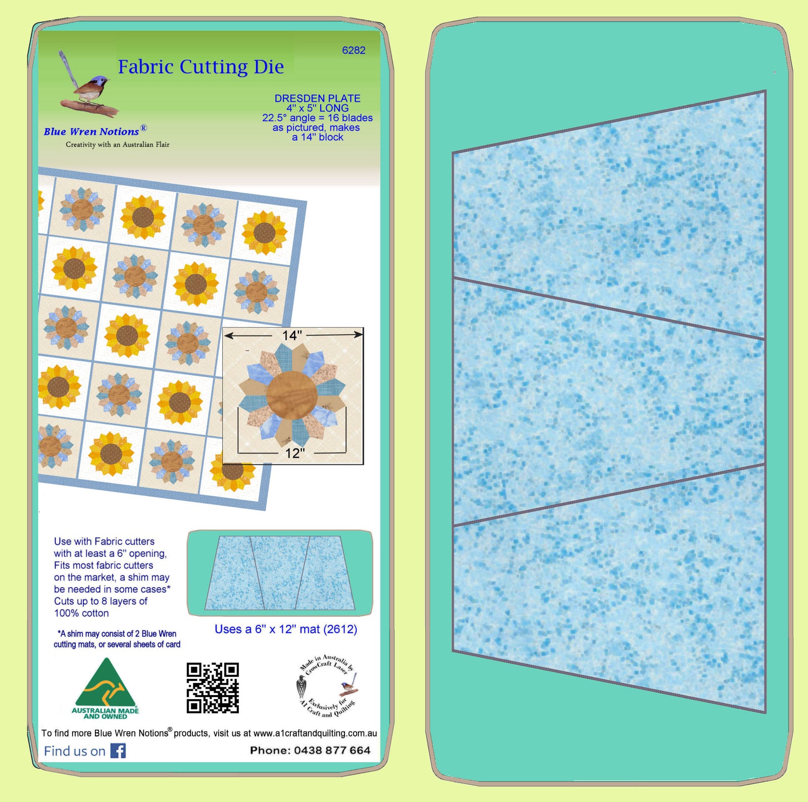 Dresden Plates 4" x 5" cut, 22.5° , 16 blades - 6282 - mat included