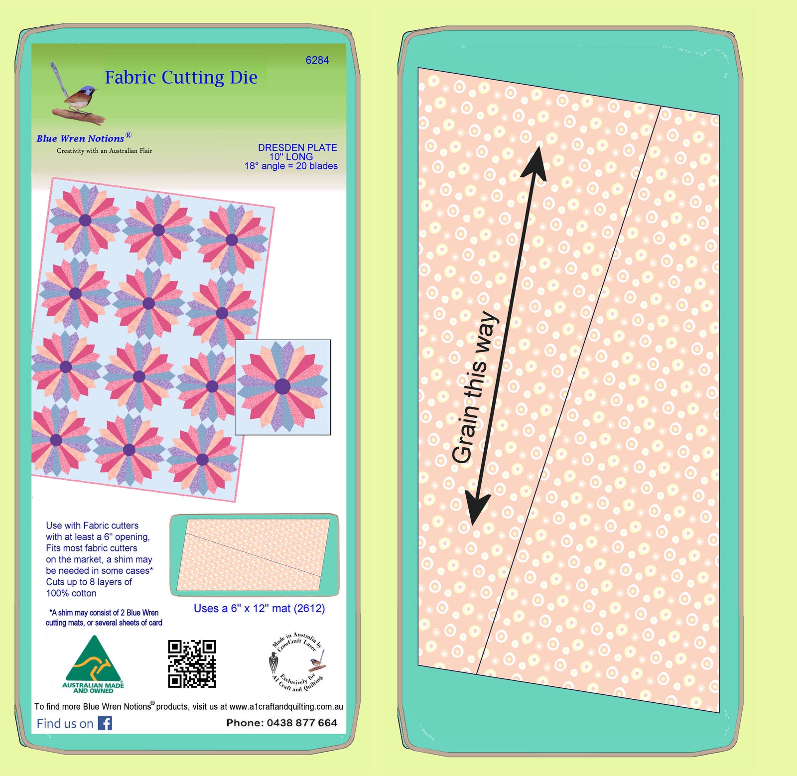 Dresden Plates x 2 - 10" long, 18°- 6284 - mat included